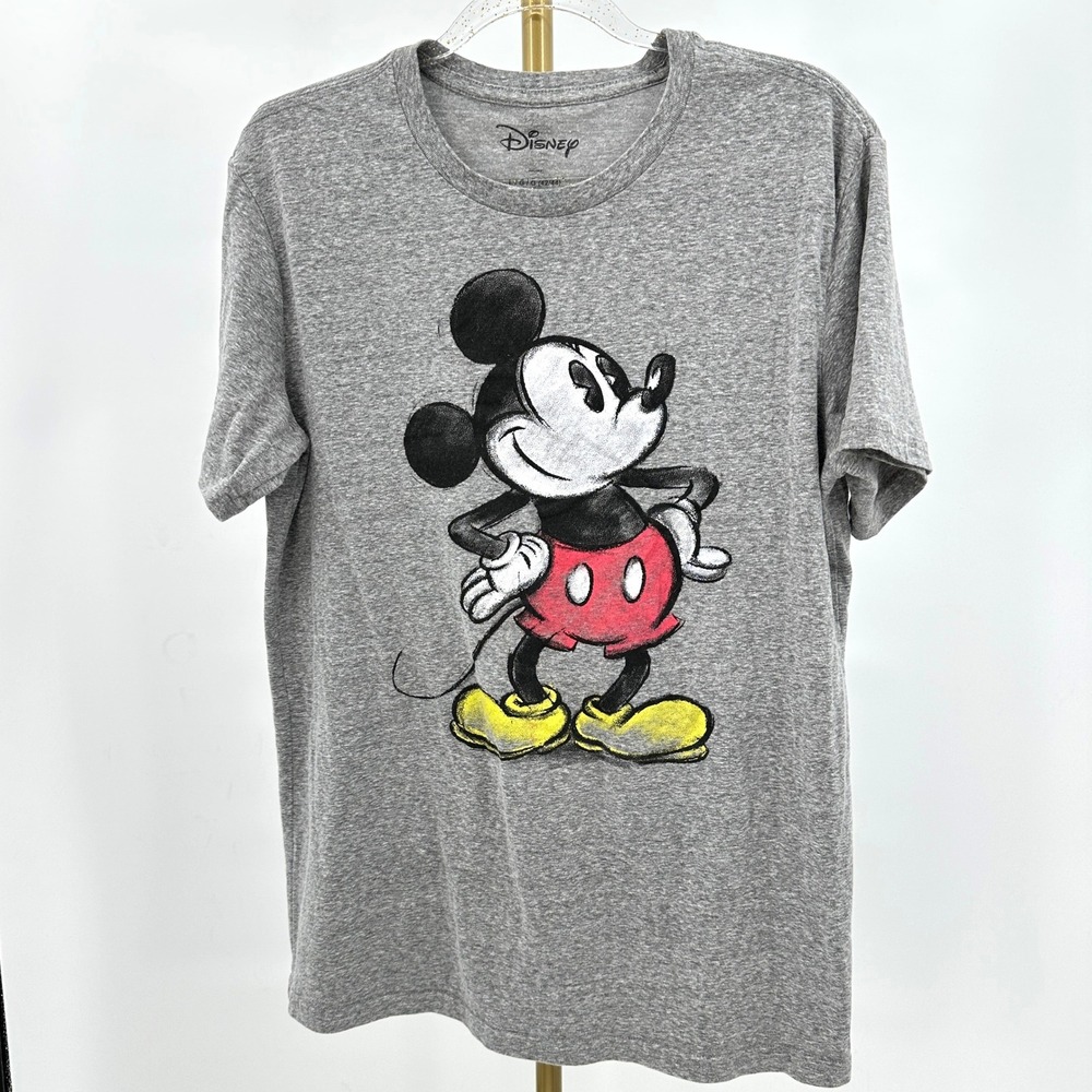 Disney Mickey Mouse Graphic T-Shirt Gray Heather — Unisex / Men's Large